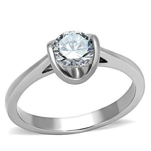 Picture of TK1763 - Stainless Steel Ring High polished (no plating) Women AAA Grade CZ Clear