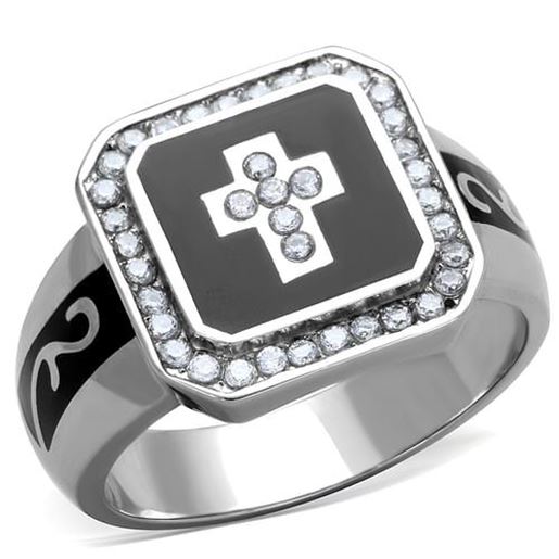 Picture of TK1766 - Stainless Steel Ring High polished (no plating) Women AAA Grade CZ Clear