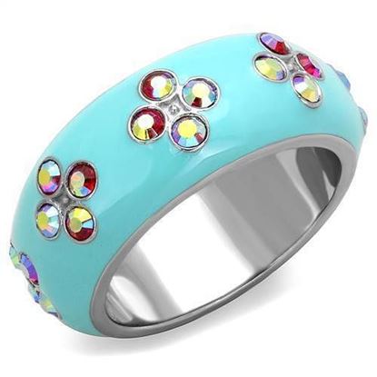 Picture of TK1768 - Stainless Steel Ring High polished (no plating) Women Top Grade Crystal Light Rose