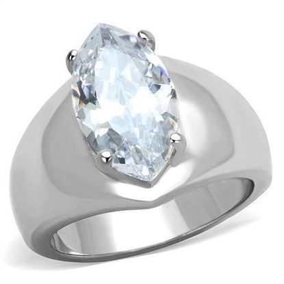 Picture of TK1774 - Stainless Steel Ring High polished (no plating) Women AAA Grade CZ Clear