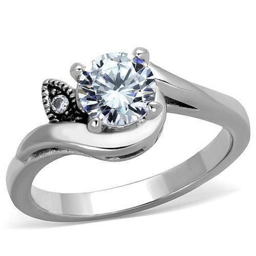 Picture of TK1776 - Stainless Steel Ring High polished (no plating) Women AAA Grade CZ Clear