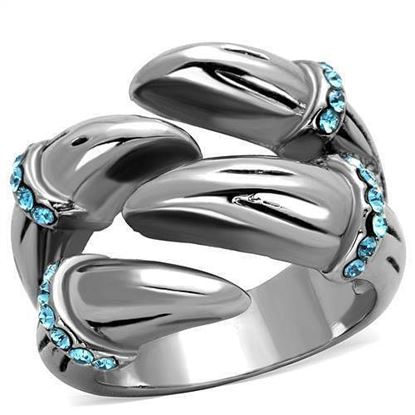 Picture of TK1779 - Stainless Steel Ring High polished (no plating) Women Top Grade Crystal Sapphire