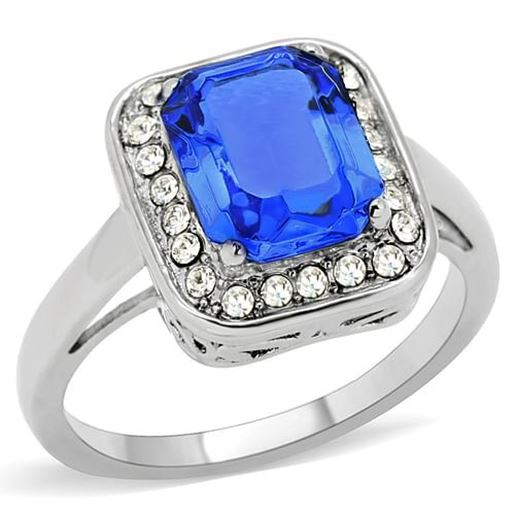 Picture of TK178 - Stainless Steel Ring High polished (no plating) Women Top Grade Crystal Sapphire