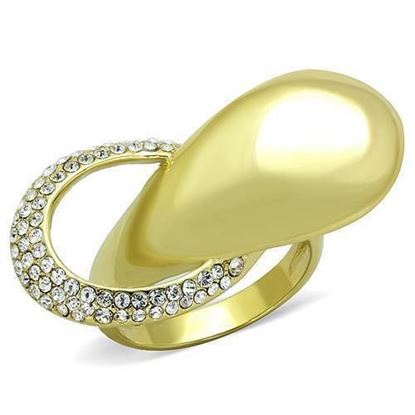 Picture of TK1782 - Stainless Steel Ring IP Gold(Ion Plating) Women Top Grade Crystal Clear