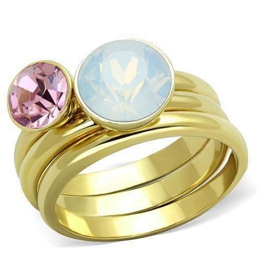 Picture of TK1785 - Stainless Steel Ring IP Gold(Ion Plating) Women Top Grade Crystal White