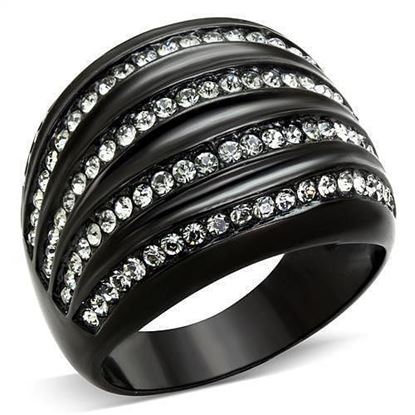 Picture of TK1789 - Stainless Steel Ring IP Black(Ion Plating) Women Top Grade Crystal Black Diamond