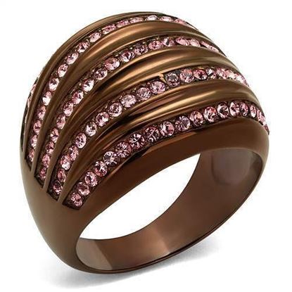 Picture of TK1789LC - Stainless Steel Ring IP Coffee light Women Top Grade Crystal Light Rose