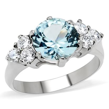 Picture of TK179 - Stainless Steel Ring High polished (no plating) Women Synthetic London Blue