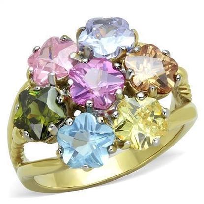 Image de TK1791 - Stainless Steel Ring Two-Tone IP Gold (Ion Plating) Women Assorted Multi Color