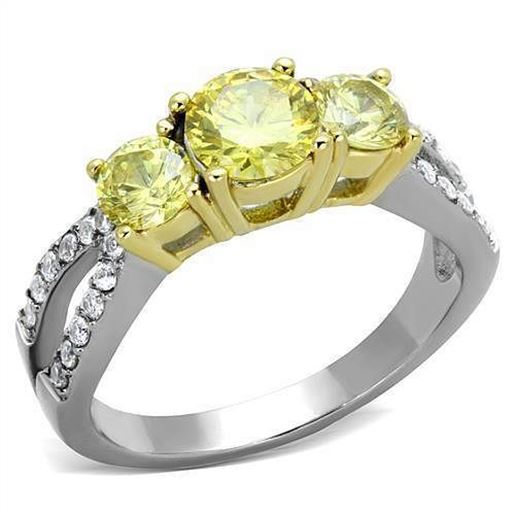 Picture of TK1795 - Stainless Steel Ring Two-Tone IP Gold (Ion Plating) Women AAA Grade CZ Topaz