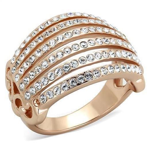 Picture of TK1797 - Stainless Steel Ring IP Rose Gold(Ion Plating) Women Top Grade Crystal Clear