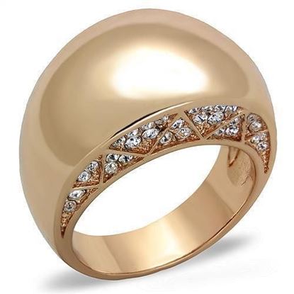 Picture of TK1798 - Stainless Steel Ring IP Rose Gold(Ion Plating) Women Top Grade Crystal Clear