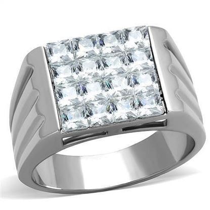 Picture of TK1803 - Stainless Steel Ring High polished (no plating) Men AAA Grade CZ Clear