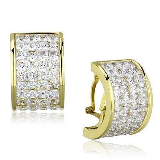 Picture of TK1807 - Stainless Steel Earrings IP Gold(Ion Plating) Women AAA Grade CZ Clear