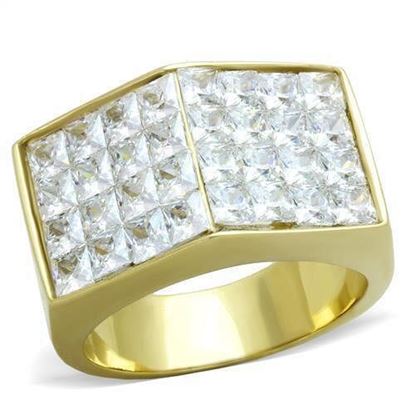 Picture of TK1808 - Stainless Steel Ring IP Gold(Ion Plating) Men AAA Grade CZ Clear