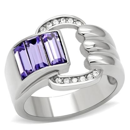 Picture of TK181 - Stainless Steel Ring High polished (no plating) Women Top Grade Crystal Tanzanite