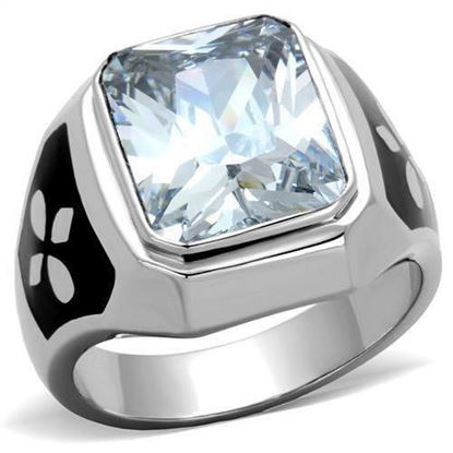 Picture of TK1813 - Stainless Steel Ring High polished (no plating) Men AAA Grade CZ Clear