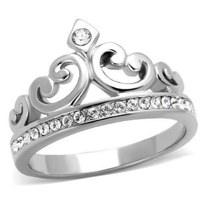 Picture of TK1821 - Stainless Steel Ring High polished (no plating) Women Top Grade Crystal Clear