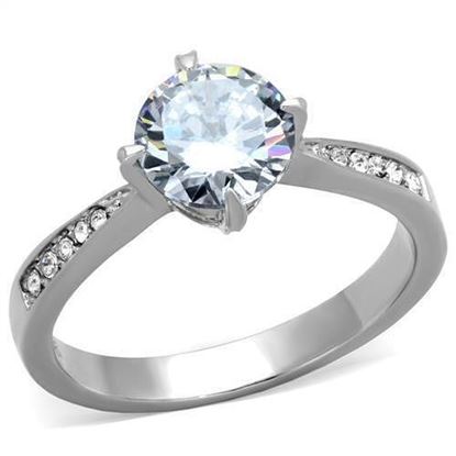 Picture of TK1822 - Stainless Steel Ring High polished (no plating) Women AAA Grade CZ Clear