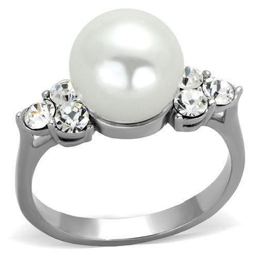 Picture of TK1824 - Stainless Steel Ring High polished (no plating) Women Synthetic White