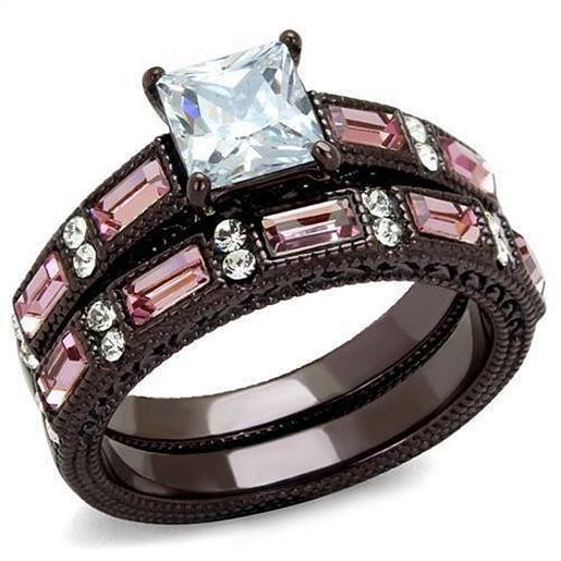 Picture of TK1829DC - Stainless Steel Ring IP Dark Brown (IP coffee) Women AAA Grade CZ Clear