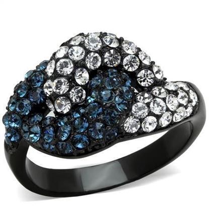 Picture of TK1833 - Stainless Steel Ring IP Black(Ion Plating) Women Top Grade Crystal Montana