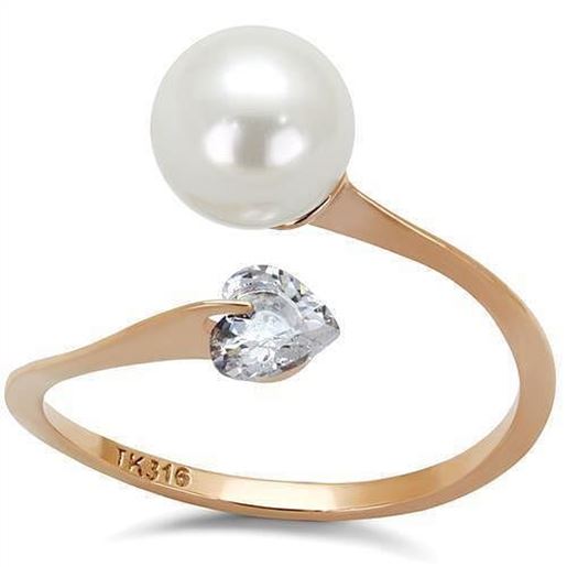 Picture of TK1837 - Stainless Steel Ring IP Rose Gold(Ion Plating) Women Synthetic White