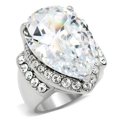 Picture of TK184 - Stainless Steel Ring High polished (no plating) Women AAA Grade CZ Clear