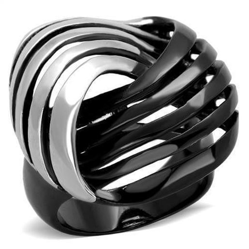 Picture of TK1843 - Stainless Steel Ring Two-Tone IP Black (Ion Plating) Women No Stone No Stone