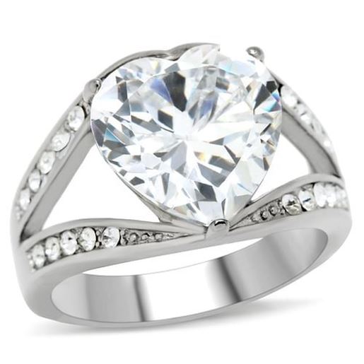 Picture of TK185 - Stainless Steel Ring High polished (no plating) Women AAA Grade CZ Clear