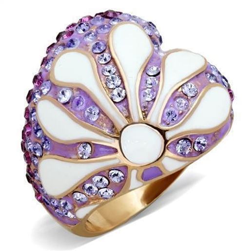 Picture of TK1850 - Stainless Steel Ring IP Rose Gold(Ion Plating) Women Top Grade Crystal Multi Color