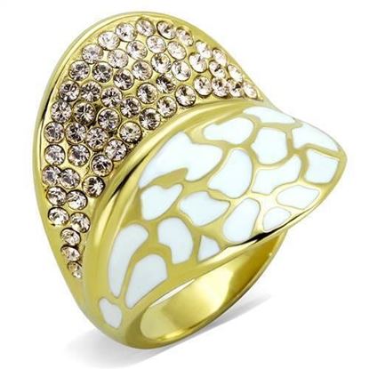 Picture of TK1851 - Stainless Steel Ring IP Gold(Ion Plating) Women Top Grade Crystal Clear