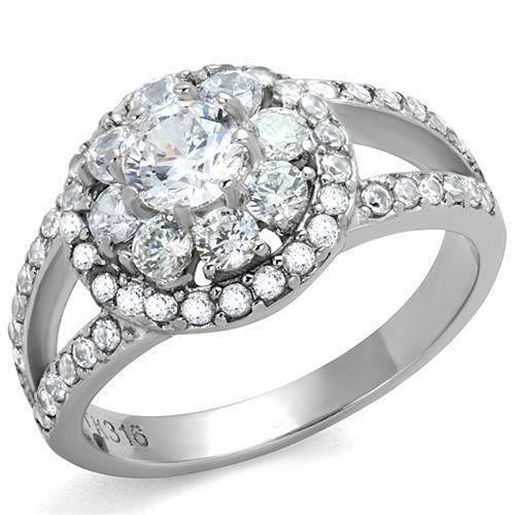 Picture of TK1855 - Stainless Steel Ring High polished (no plating) Women AAA Grade CZ Clear