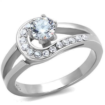 Picture of TK1857 - Stainless Steel Ring High polished (no plating) Women AAA Grade CZ Clear