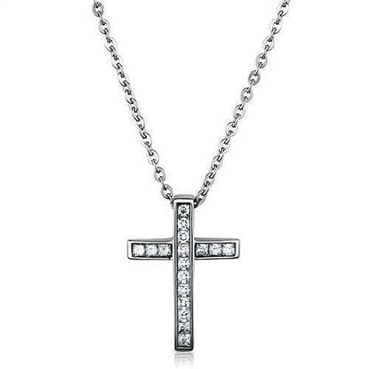 Picture of TK1858 - Stainless Steel Chain Pendant High polished (no plating) Women AAA Grade CZ Clear