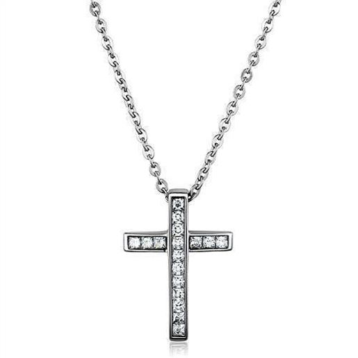 Picture of TK1858 - Stainless Steel Chain Pendant High polished (no plating) Women AAA Grade CZ Clear