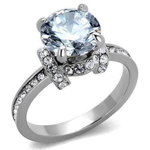 Picture of TK1859 - Stainless Steel Ring No Plating Women AAA Grade CZ Clear