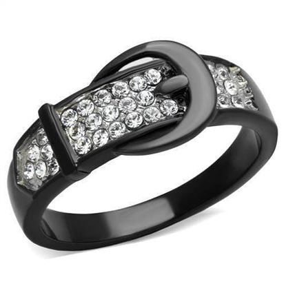 Picture of TK1868 - Stainless Steel Ring Two-Tone IP Black (Ion Plating) Women Top Grade Crystal Clear