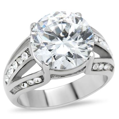 Picture of TK187 - Stainless Steel Ring High polished (no plating) Women AAA Grade CZ Clear