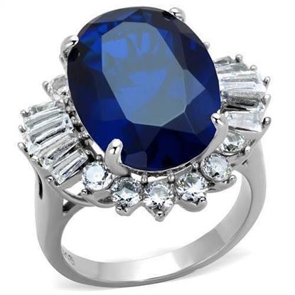 Picture of TK1872 - Stainless Steel Ring High polished (no plating) Women Synthetic London Blue