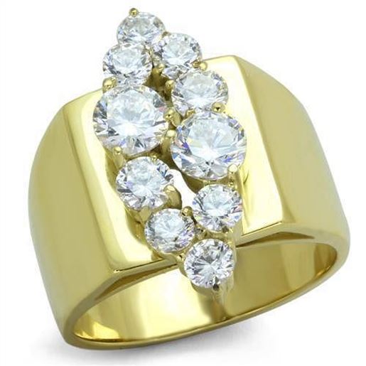 Picture of TK1879 - Stainless Steel Ring IP Gold(Ion Plating) Women AAA Grade CZ Clear