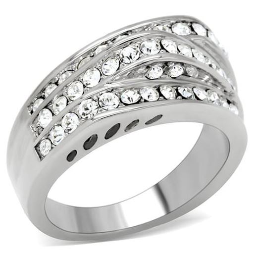 Picture of TK188 - Stainless Steel Ring High polished (no plating) Women Top Grade Crystal Clear