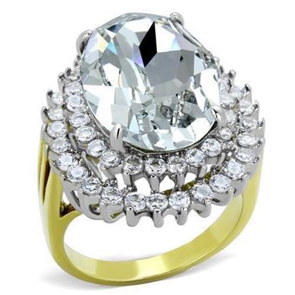 Picture of TK1894 - Stainless Steel Ring Two-Tone IP Gold (Ion Plating) Women Top Grade Crystal Clear