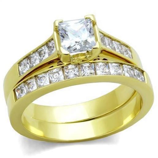 Picture of TK1895 - Stainless Steel Ring IP Gold(Ion Plating) Women AAA Grade CZ Clear