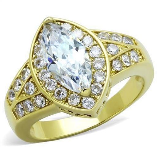 Picture of TK1896 - Stainless Steel Ring IP Gold(Ion Plating) Women AAA Grade CZ Clear