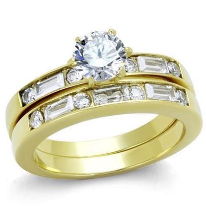 Picture of TK1897 - Stainless Steel Ring IP Gold(Ion Plating) Women AAA Grade CZ Clear