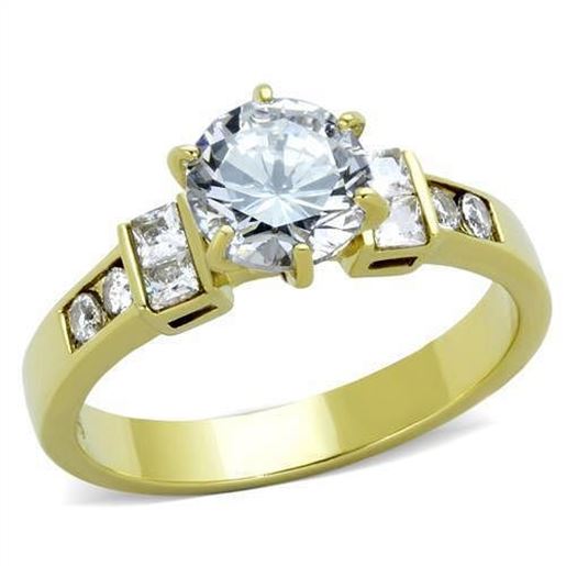 Picture of TK1898 - Stainless Steel Ring IP Gold(Ion Plating) Women AAA Grade CZ Clear