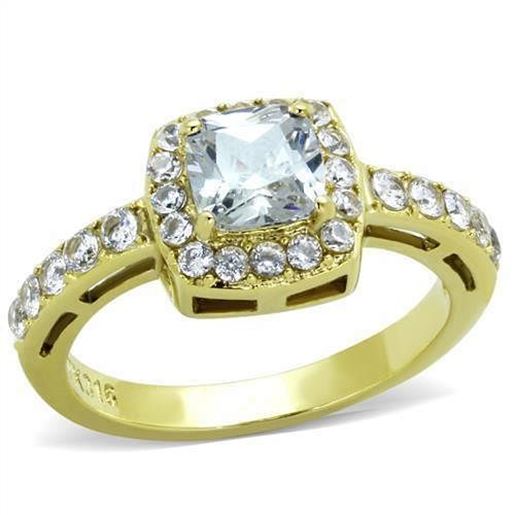 Picture of TK1899 - Stainless Steel Ring IP Gold(Ion Plating) Women AAA Grade CZ Clear