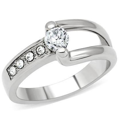 Picture of TK190 - Stainless Steel Ring High polished (no plating) Women AAA Grade CZ Clear