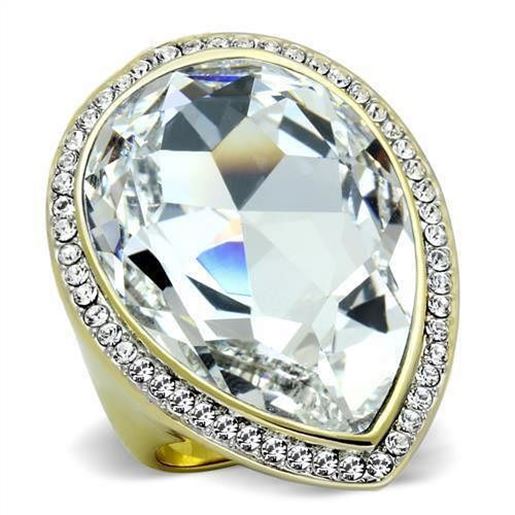 Picture of TK1905 - Stainless Steel Ring Two-Tone IP Gold (Ion Plating) Women Top Grade Crystal Clear